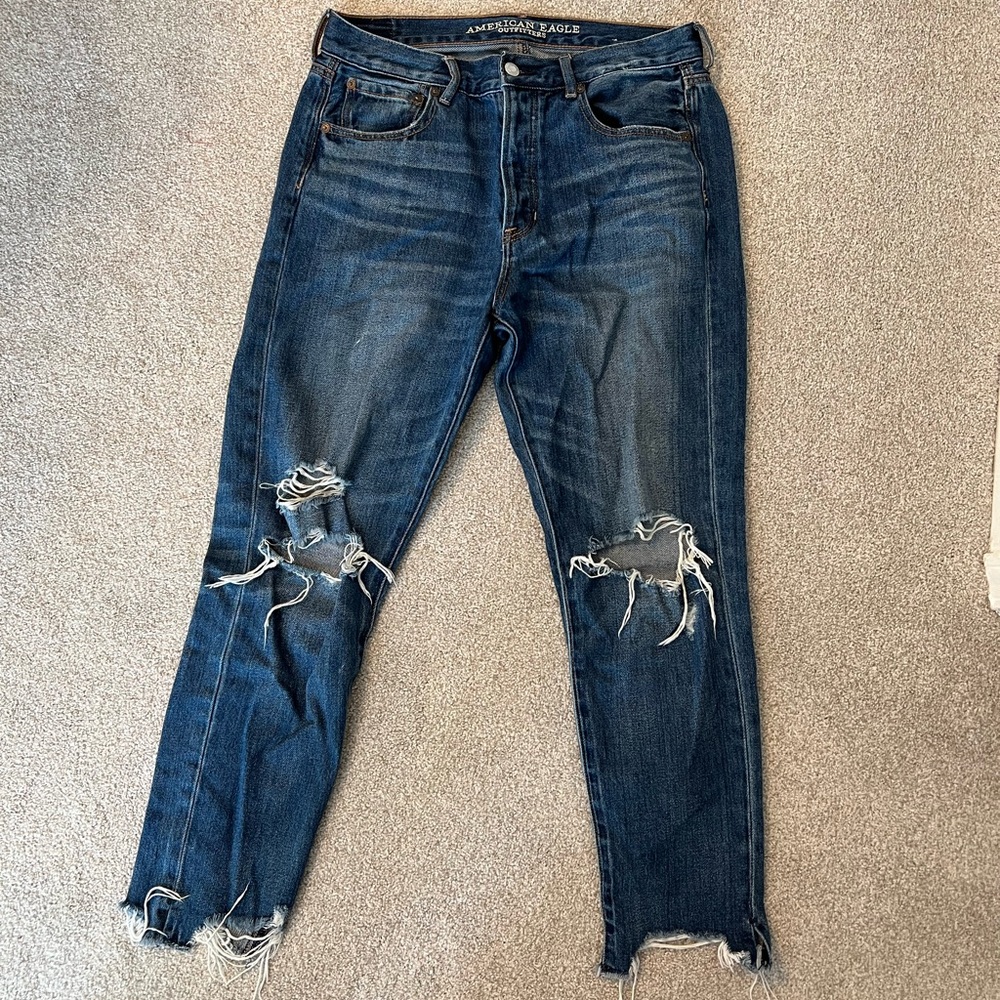 American Eagle Ripped High Rise Girlfriend Jeans